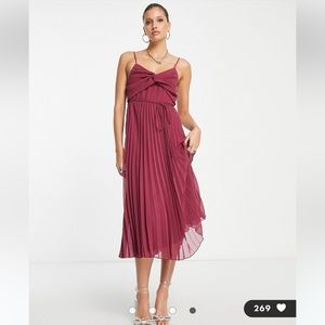 ASOS midi twist front pleated mini dress